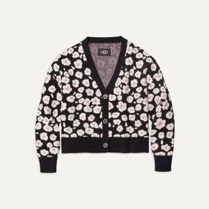 NWT-UGG-Shaina Cardigan- BLACK HIBISCINA-black/white/pink- Size Small
